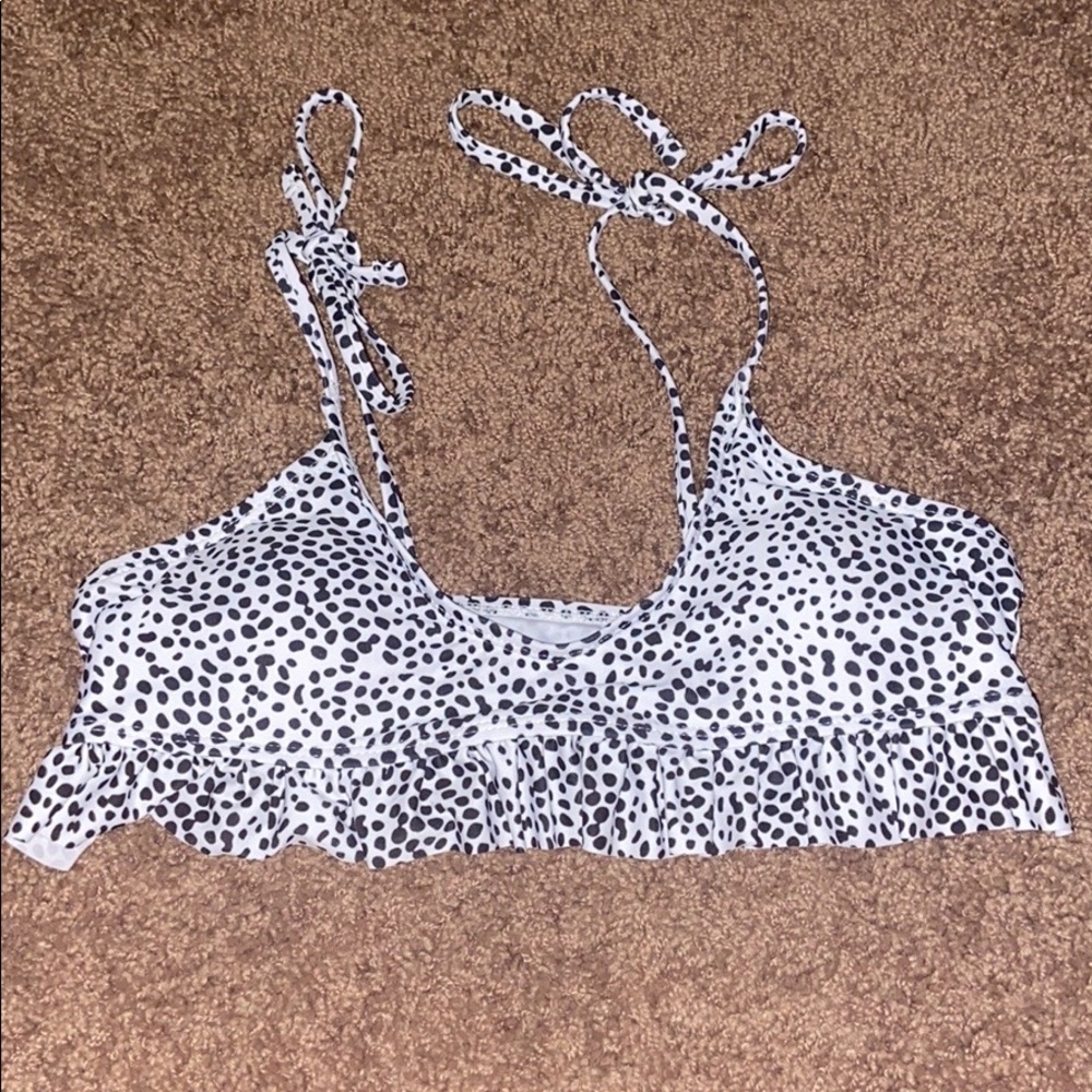 White Dalmatian print bathing suit top